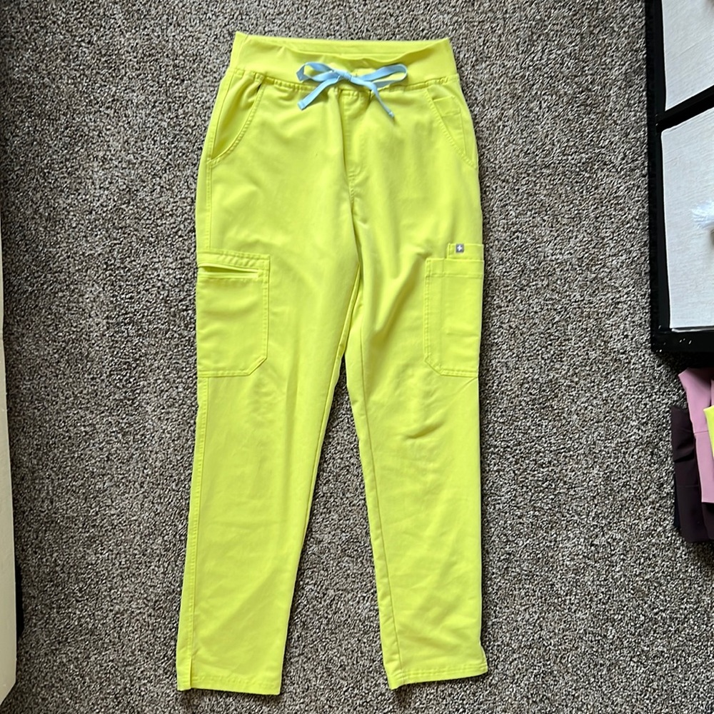 Figs yola high waisted scrub pants citrine